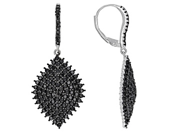 Picture of Black Spinel Rhodium Over Sterling Silver Earrings 3.48ctw