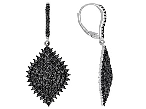 Black Spinel Rhodium Over Sterling Silver Earrings 3.48ctw