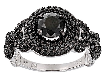 Picture of Black Spinel Rhodium Over Sterling Silver Ring 1.75ctw