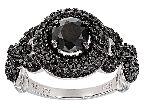 Black Spinel Rhodium Over Sterling Silver Ring 1.75ctw