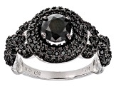 Black Spinel Rhodium Over Sterling Silver Ring 1.75ctw