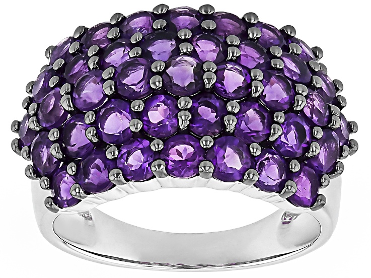 Purple Amethyst Rhodium Over Sterling Silver Ring 2.50ctw