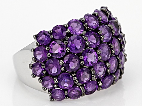 Purple Amethyst Rhodium Over Sterling Silver Ring 2.50ctw