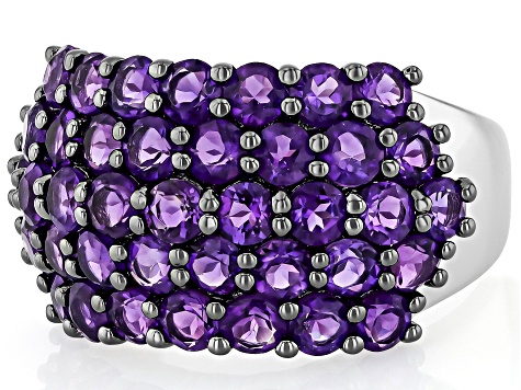 Purple Amethyst Rhodium Over Sterling Silver Ring 2.50ctw