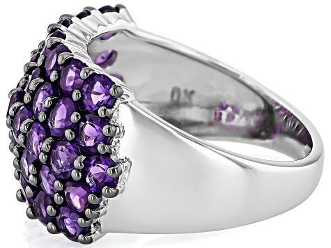 Purple Amethyst Rhodium Over Sterling Silver Ring 2.50ctw