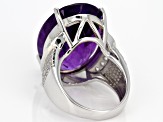 Purple Amethyst Rhodium Over Sterling Silver Ring 31.48ctw