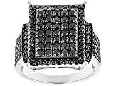Black Spinel Rhodium Over Sterling Silver Ring 2.02ctw