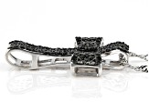 Black Spinel Rhodium Over Sterling Silver Cross Pendant With Chain .85ctw