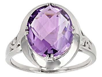 Picture of Purple Amethyst Rhodium Over Sterling Silver Ring 4.00ct
