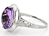 Purple Amethyst Rhodium Over Sterling Silver Ring 4.00ct