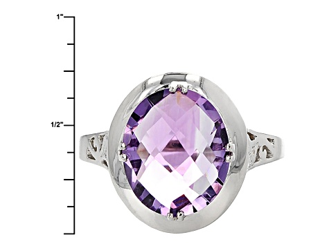 Purple Amethyst Rhodium Over Sterling Silver Ring 4.00ct