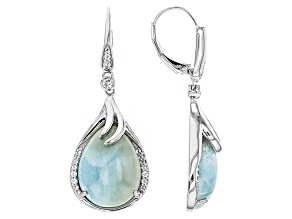 Blue Larimar Rhodium Over Sterling Silver Earrings .32ctw
