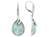 Blue Larimar Rhodium Over Sterling Silver Earrings .32ctw