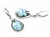 Blue Larimar Rhodium Over Sterling Silver Earrings .32ctw