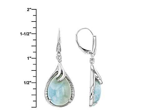 Blue Larimar Rhodium Over Sterling Silver Earrings .32ctw