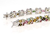 Multi-Tourmaline Rhodium Over Sterling Silver Bracelet 13.78ctw