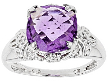 Picture of Purple Amethyst Rhodium Over Sterling Silver Ring 3.80ct