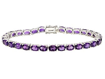 Picture of Purple Amethyst Rhodium Over Sterling Silver Bracelet 15.10ctw