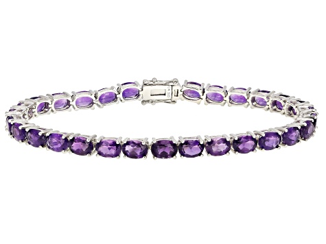 Purple Amethyst Rhodium Over Sterling Silver Bracelet 15.10ctw