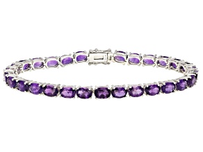 Purple Amethyst Rhodium Over Sterling Silver Bracelet 15.10ctw