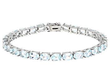 Picture of Blue Topaz Rhodium Over Sterling Silver Bracelet 19.40ctw