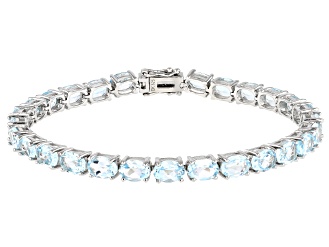 Blue Topaz Rhodium Over Sterling Silver Bracelet 19.40ctw