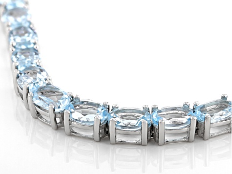 Blue Topaz Rhodium Over Sterling Silver Bracelet 19.40ctw