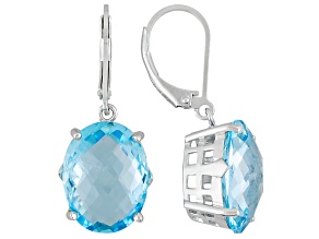 Sky Blue Topaz Rhodium Over Sterling Silver Earrings 20.00ctw