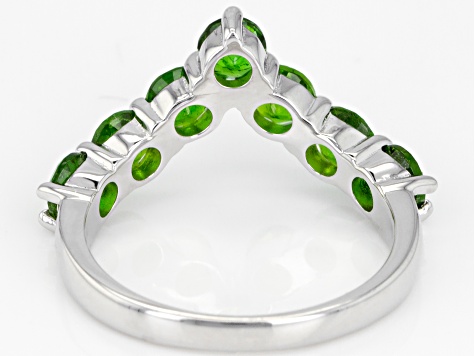 Green Chrome Diopside Rhodium Over Sterling Silver Ring 2.02ctw