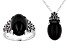 Black Onyx Sterling Silver Ring And Pendant With Chain Jewelry Set