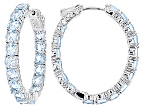 Sky Blue Topaz Rhodium Over Sterling Silver Hoop Earrings 10.20ctw