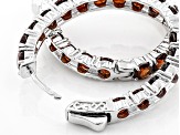 Red Garnet Rhodium Over Sterling Silver Hoop Earrings 9.00ctw