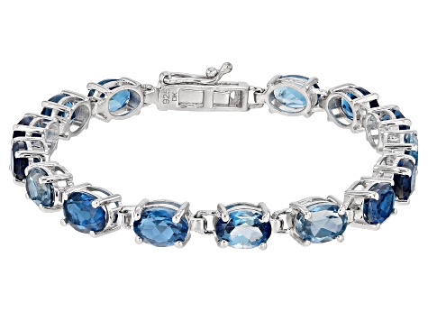 London Blue Topaz Rhodium Over Sterling Silver Bracelet 17.00ctw