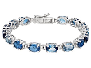 London Blue Topaz Rhodium Over Sterling Silver Bracelet 17.00ctw