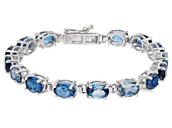 Picture of London Blue Topaz Rhodium Over Sterling Silver Bracelet 17.00ctw