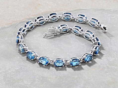 London Blue Topaz Rhodium Over Sterling Silver Bracelet 17.00ctw