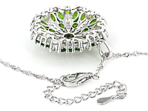 Green Chrome Diopside Rhodium Over Sterling Silver Pendant With Chain 6.61ctw