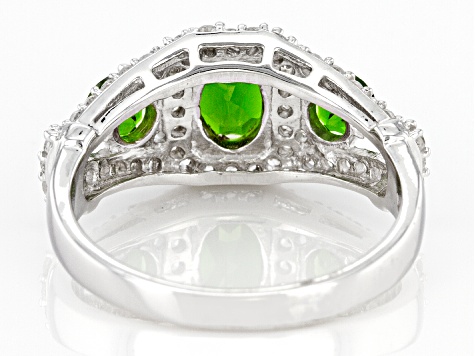 Green Chrome Diopside Rhodium Over Sterling Silver Ring 1.75ctw