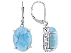 Blue Larimar Rhodium Over Sterling Silver Earrings