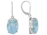 Blue Larimar Rhodium Over Sterling Silver Earrings