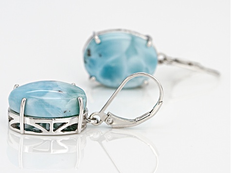 Blue Larimar Rhodium Over Sterling Silver Earrings