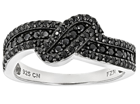 Black Spinel Rhodium Over Sterling Silver Ring .76ctw
