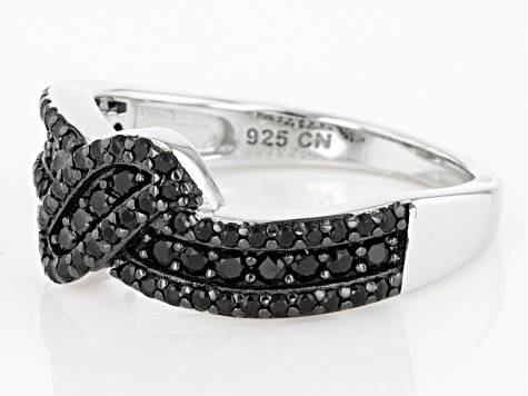 Black Spinel Rhodium Over Sterling Silver Ring .76ctw