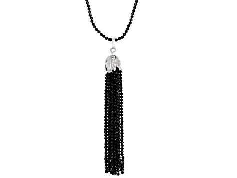 Black Spinel Rhodium Over Sterling Silver Necklace 100.00ctw