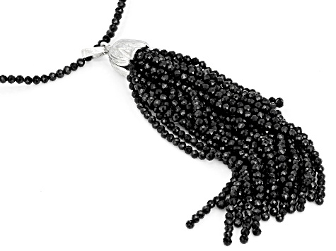 Black Spinel Rhodium Over Sterling Silver Necklace 100.00ctw