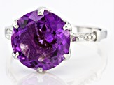 Purple Amethyst Rhodium Over Sterling Silver Ring 5.00ct