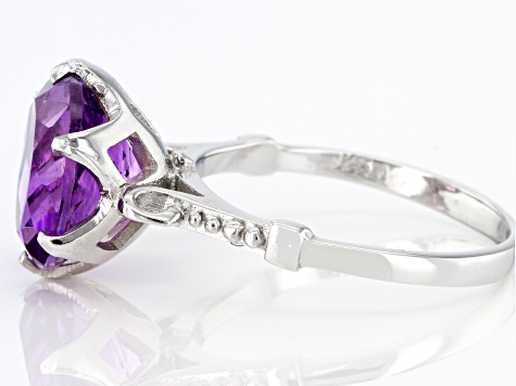 Purple Amethyst Rhodium Over Sterling Silver Ring 5.00ct