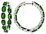Green Chrome Diopside Rhodium Over Sterling Silver Hoop Earrings 10.50ctw