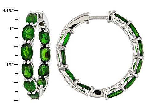 Green Chrome Diopside Rhodium Over Sterling Silver Hoop Earrings 10 ...