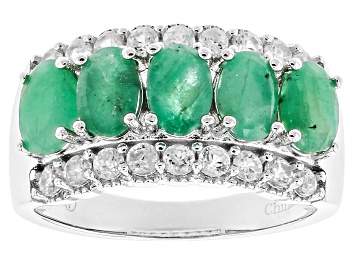 Picture of Green Sakota Emerald Rhodium Over Sterling Silver Ring 2.60ctw